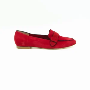 Anna F. Mocassino Flat Velour Rosso