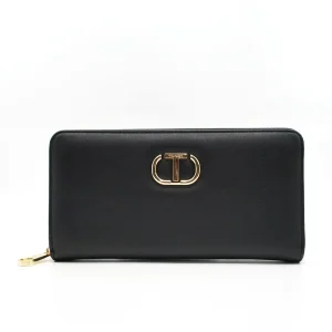 Borsa Twinset Portafoglio effetto pelle con Oval T metallico